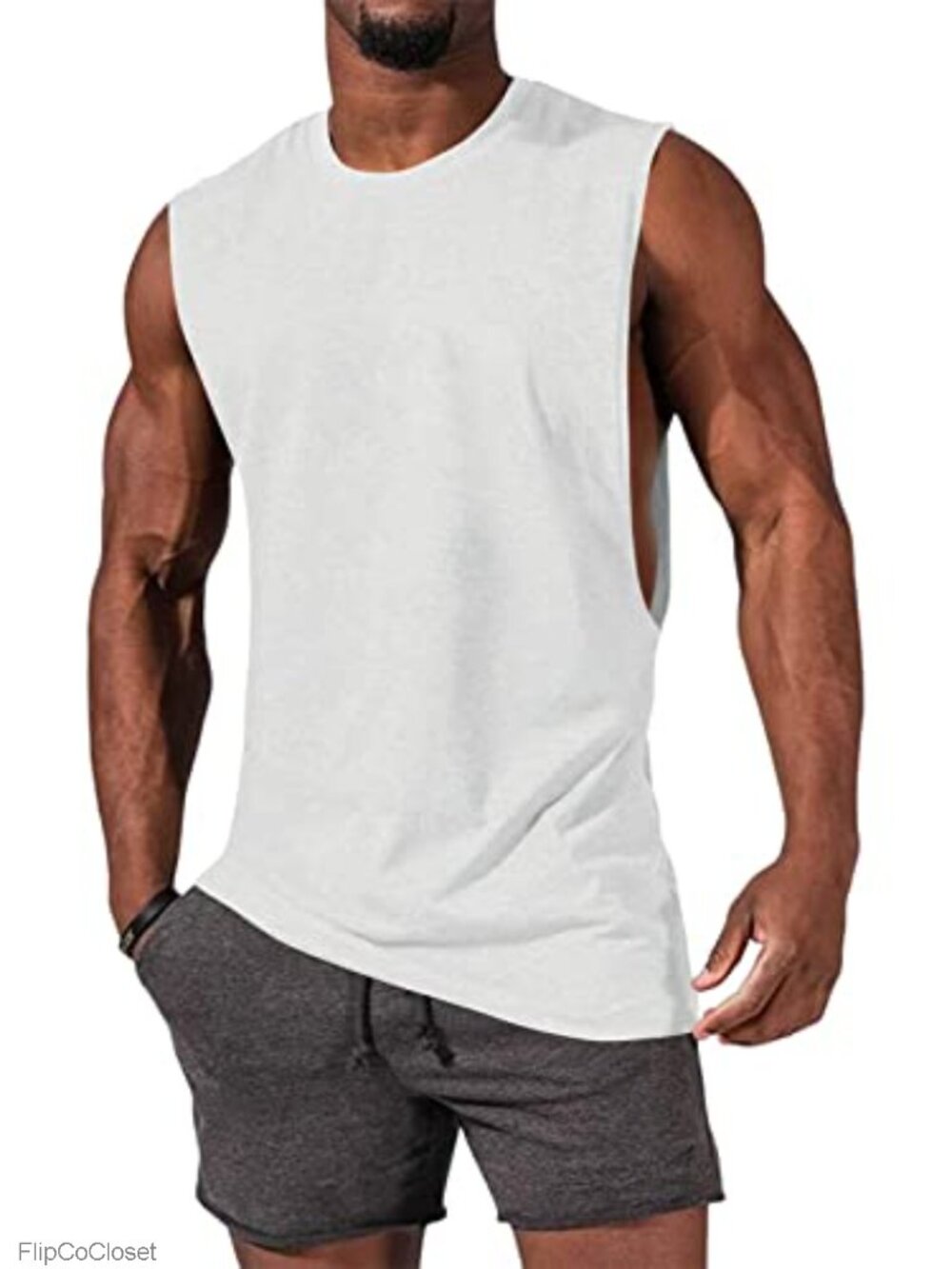 Mens Cotton Workout Tank Top Sleeveless Muscle Cut Off Gym Bodybuilding Shirt